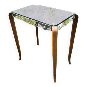 Table console art déco miroir pieds galbés vintage