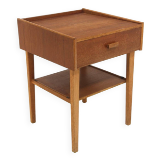 Scandinavian teak and oak bedside table, Sweden, 1960s