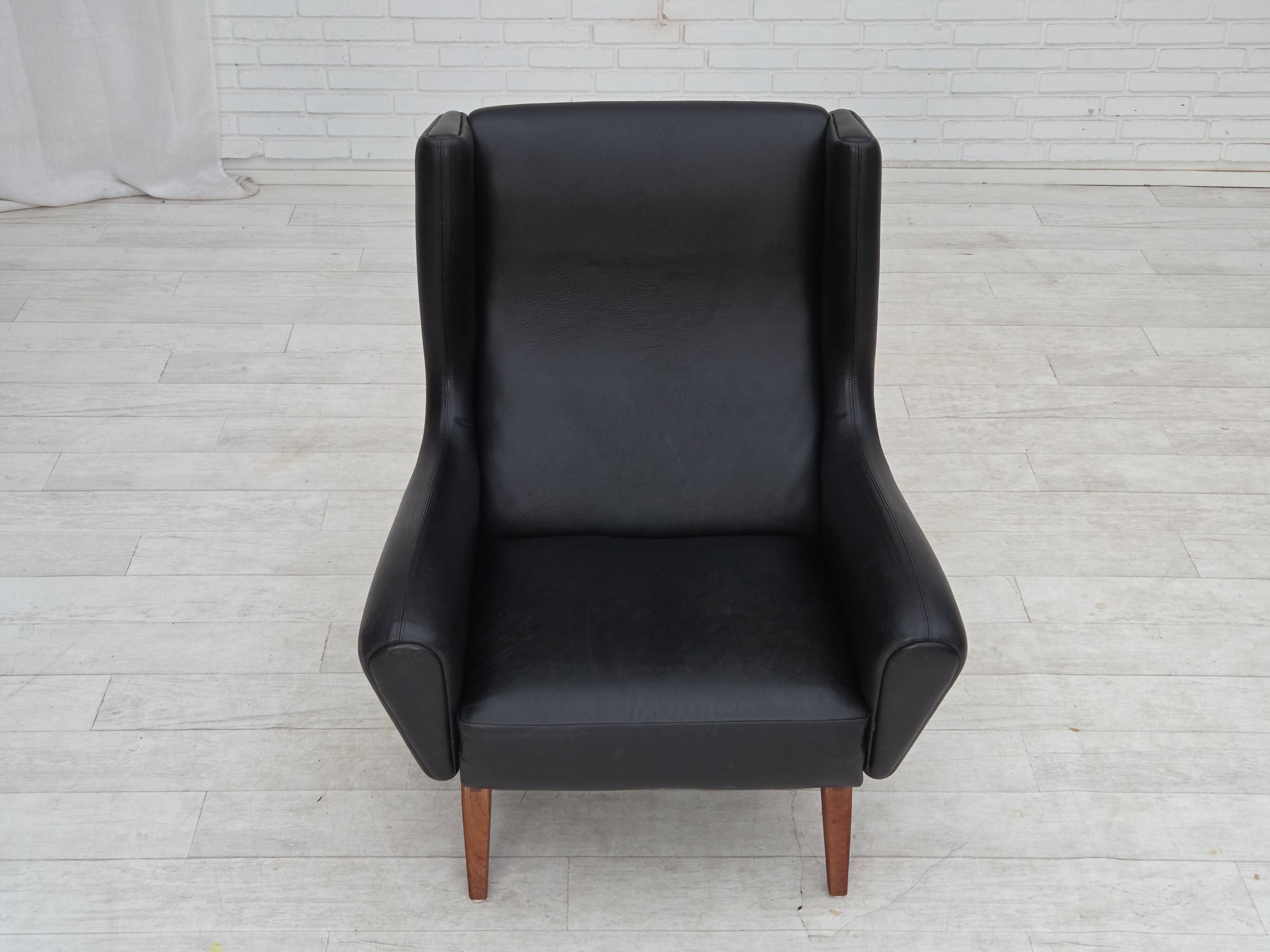 1960s, Danish design by Illum Wikkelsø, armchair, model 110, leather, teak.