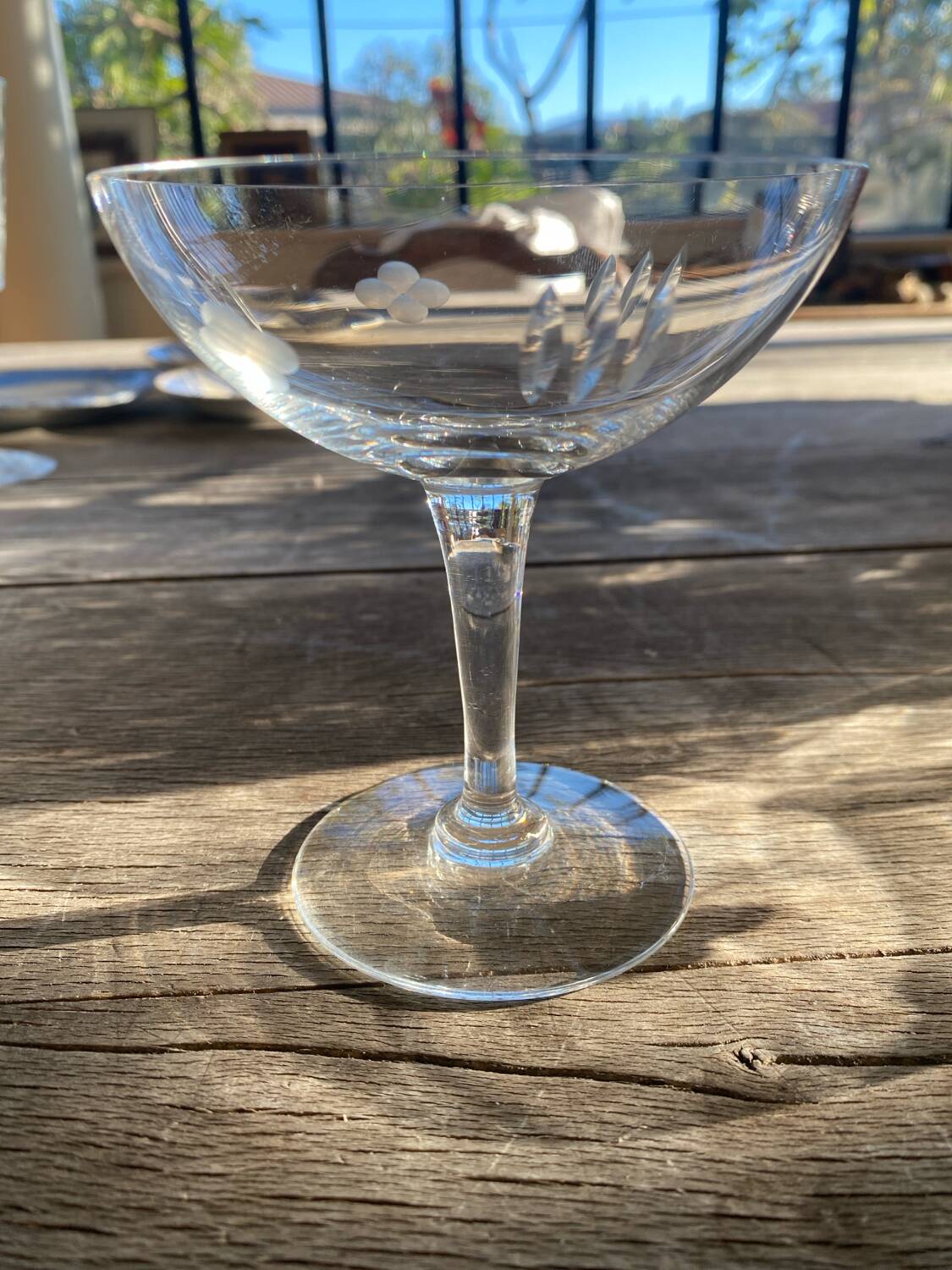 4 crystal champagne glasses
