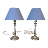 Paire de lampes de table argentées – XX ème