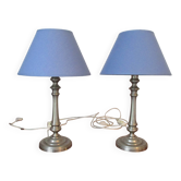 Paire de lampes de table argentées – XX ème