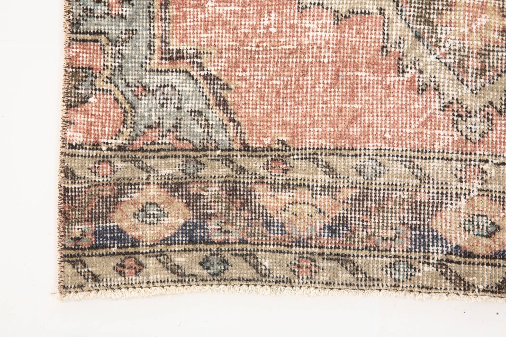 3x13 Pale Red Vintage Runner Rug, 85x388Cm