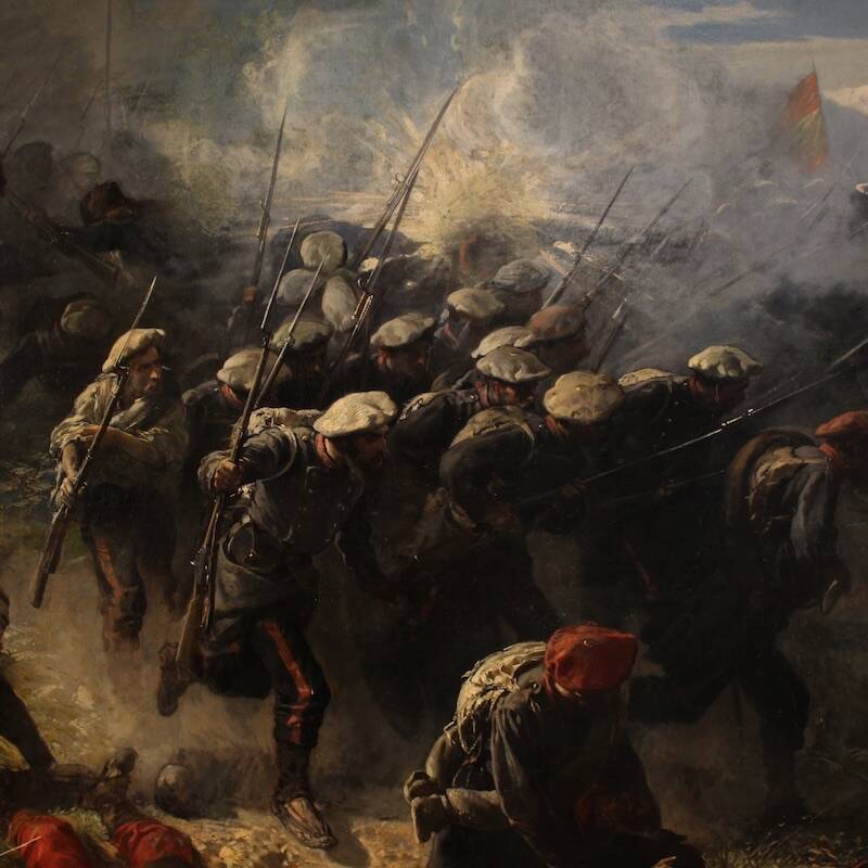 Great battle of the 19th century, painting signed H.P.