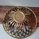 Large vintage cast brass fruit bowl with flower pattern