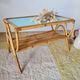 1960s rattan coffee table - blue top