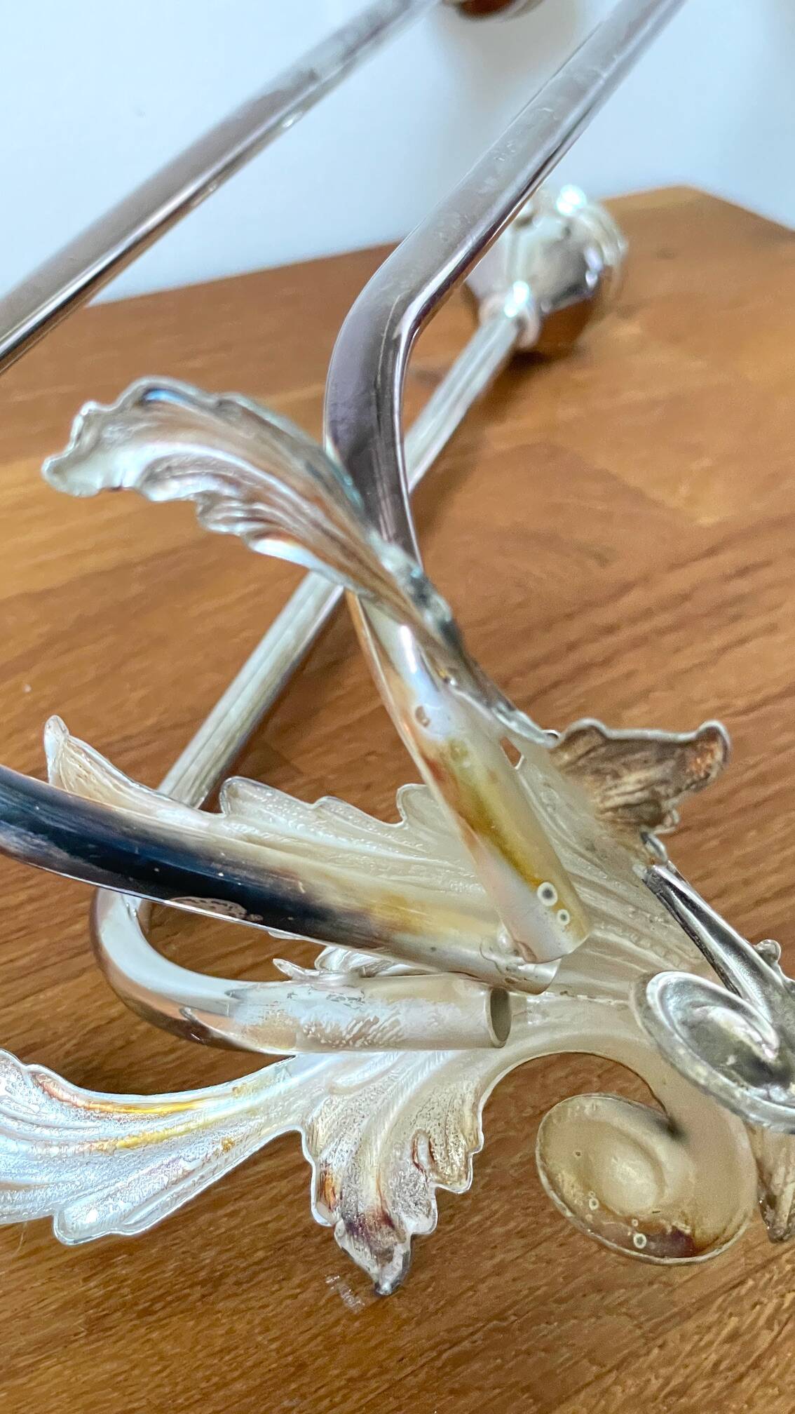 CANDLE HOLDER 3 Lights METAL Patinated Chrome