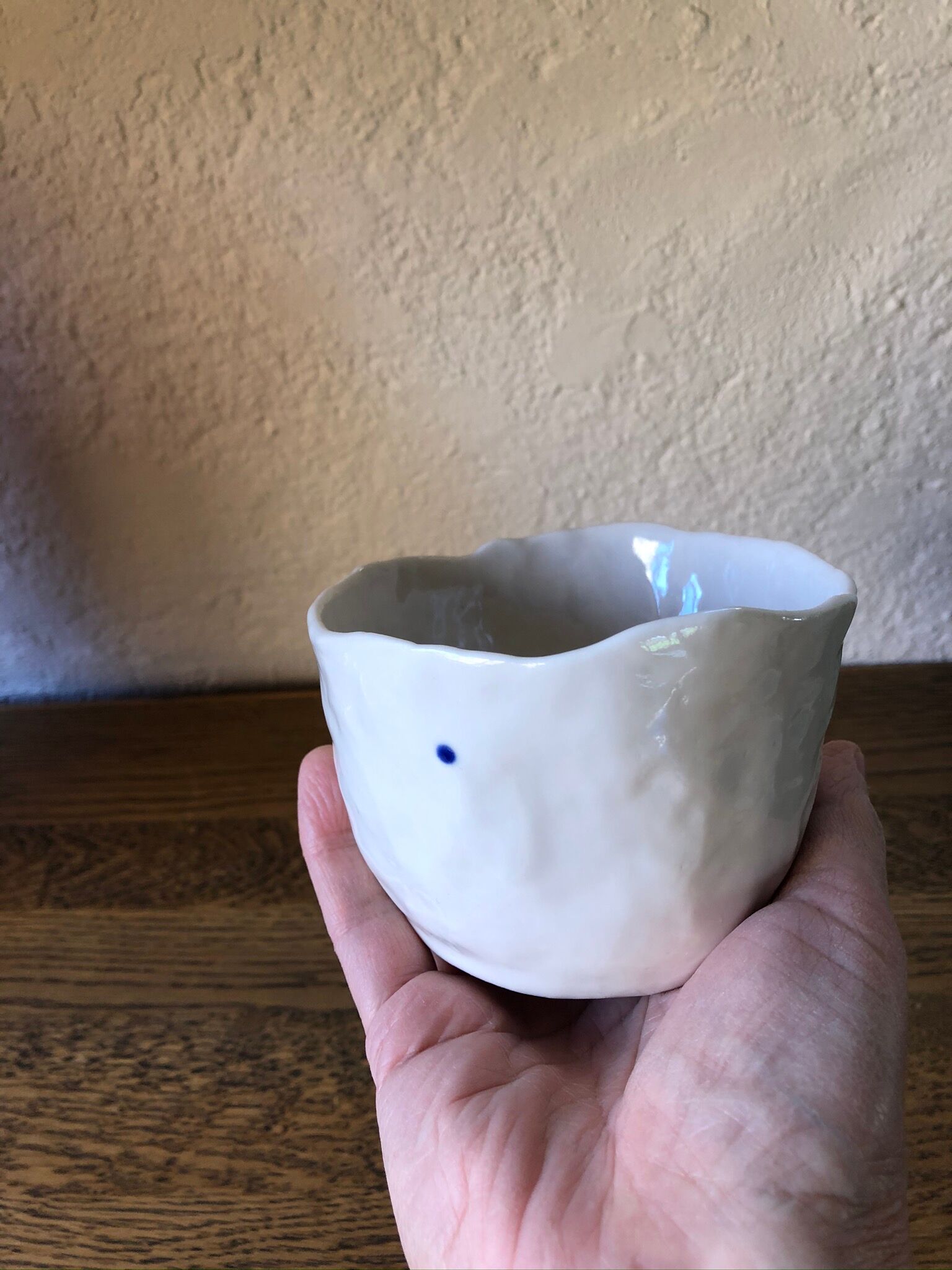Porcelain bowl made with pinch technique