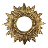 Gold Sunburst Mirror in Resin with Convex Mirror, France, 1960s