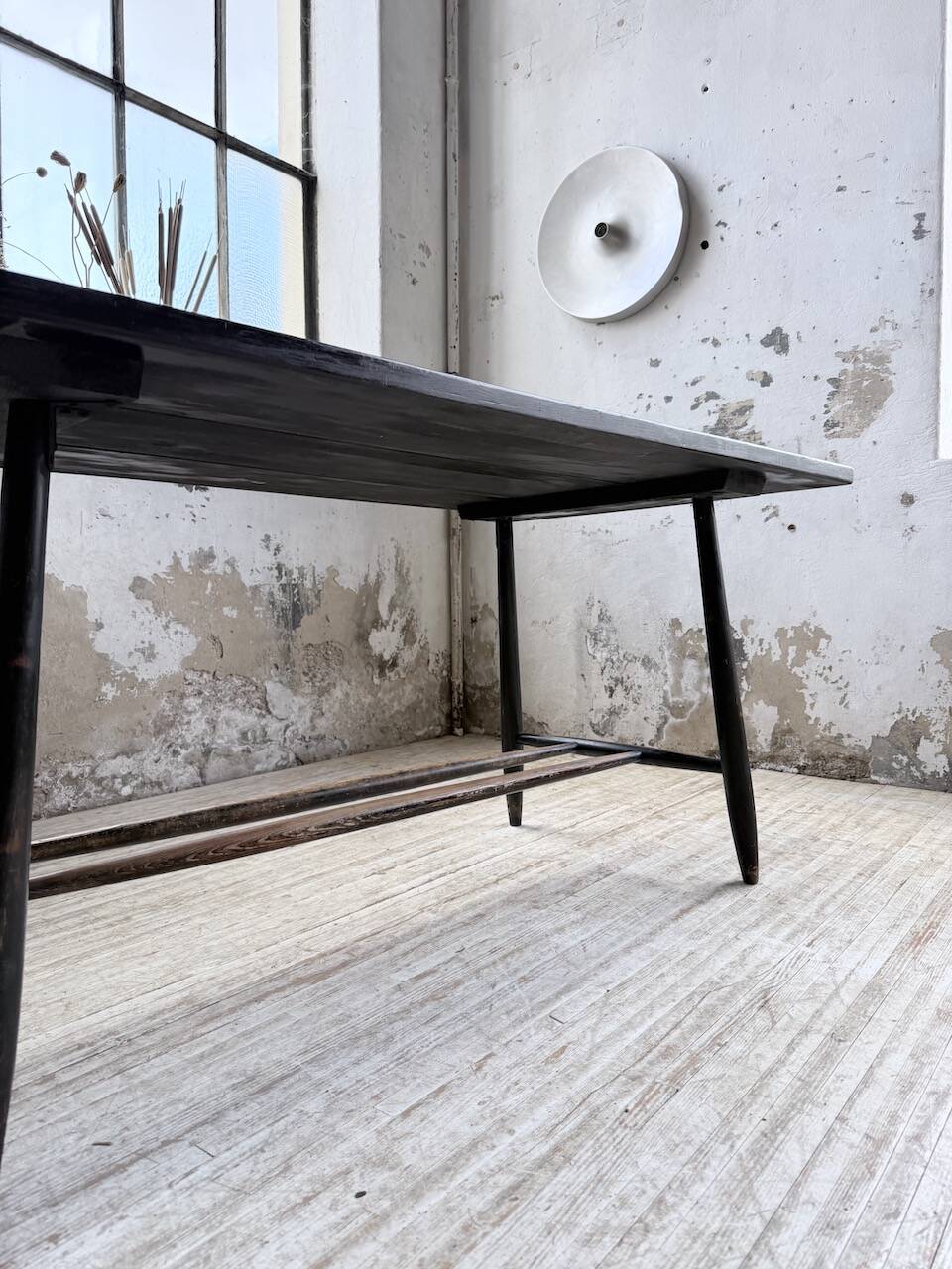 Tapiovaara dining table, black patina, 1950s.