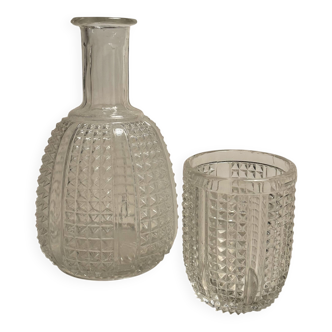 Vintage night carafe and glass