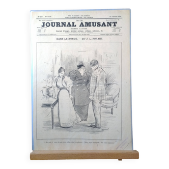 Un dessin croquis  issue d'une revue d'époque : Le Journal Amusant  1894 illustrateur J.L. Forain
