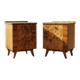 Pair of vintage Czechoslovak bedside cabinets with burl veneer, mid-century modern, 45 × 34 × 45 cm