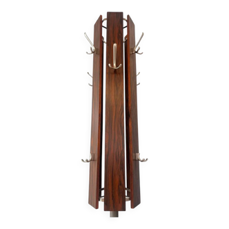 Mid-century design rosewood and aluminium Scandinavian coat rack - 1960s