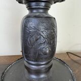 Japan Meiji period: Pair of patinated bronze candlesticks circa 1880