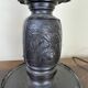 Japan Meiji period: Pair of patinated bronze candlesticks circa 1880
