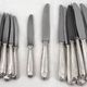 Alfénide Christofle Louvois Shell, 24 knives: 12 dinner knives + 12 cheese knives.