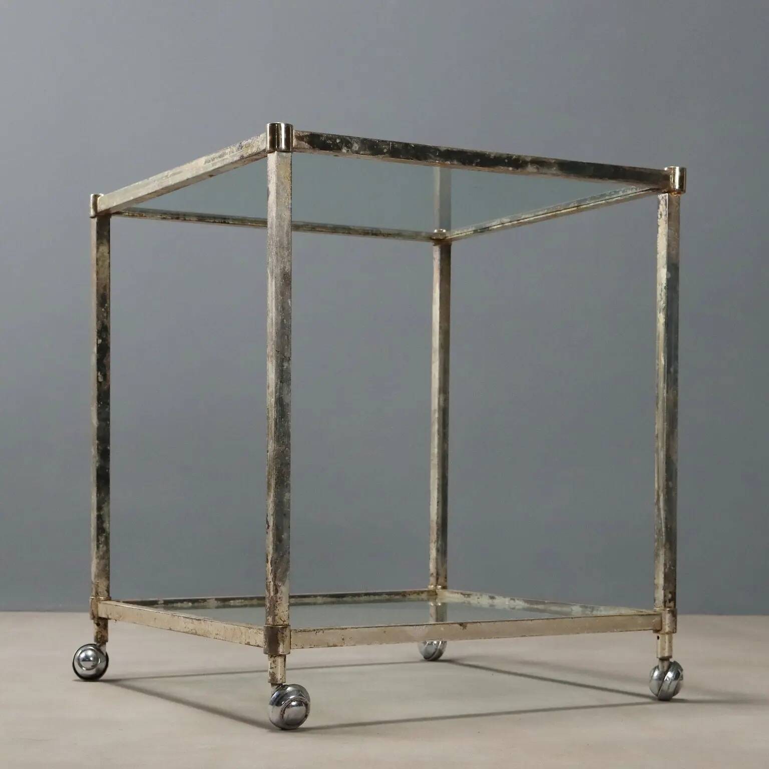 Vintage double-tiered dessert trolley, Italy, 1960s