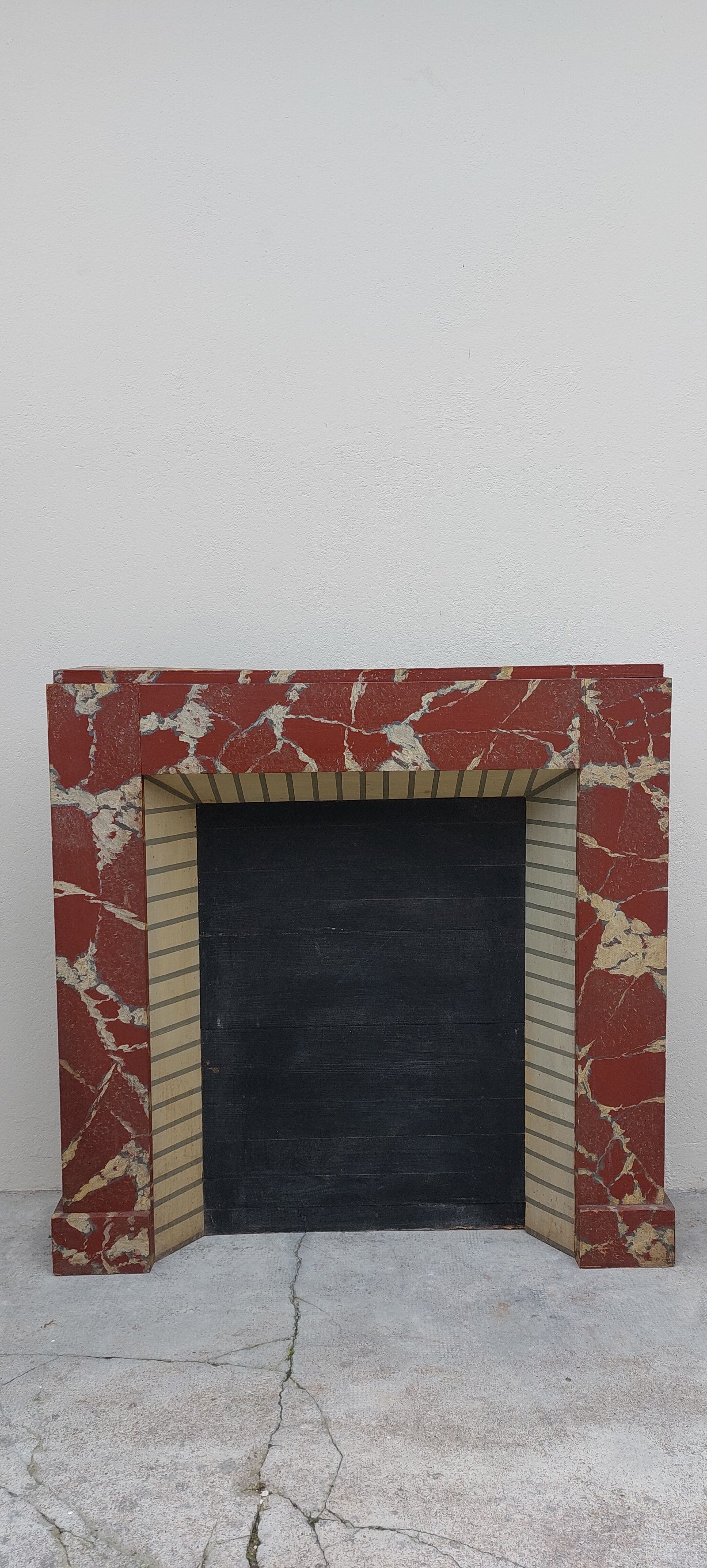 Wooden fireplace imitation marble 1900