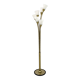 Lampadaire tulipe italien moderne du milieu du siècle en verre opalin et laiton doré, 60