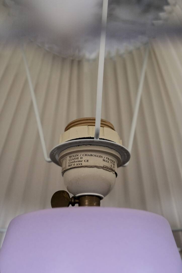 Large purple ceramic lamp by Roche Bobois, 1980s
