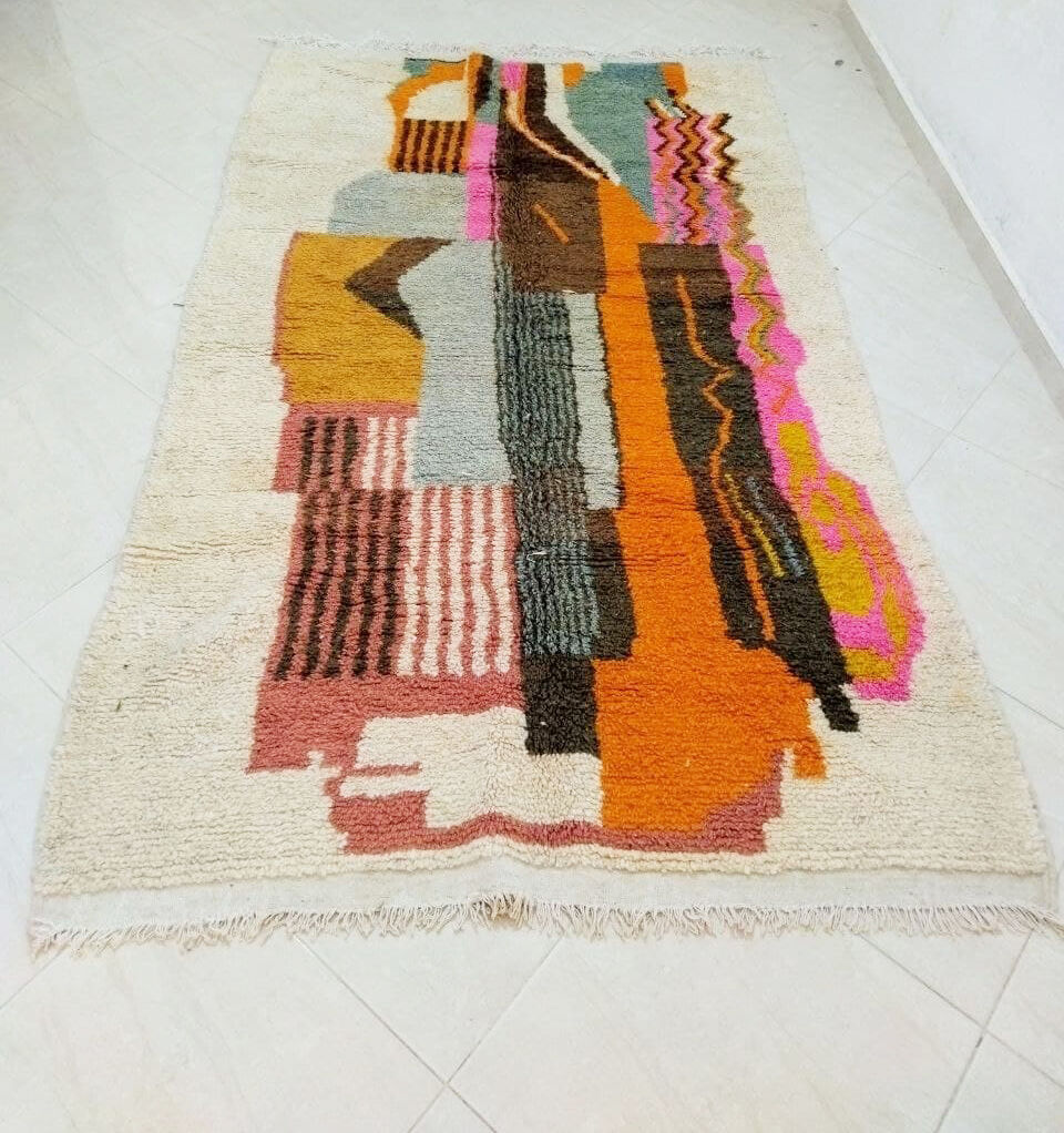 Tapis berbère abstrait orange 250 x 150 cm