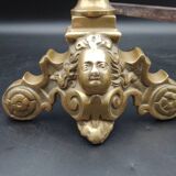 Paires de Chenets Cheminée En laiton Decor marmousets fonte Style Louis XIV Loft