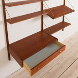 Danish teak wall unit with a desk and magazine tilted shelf