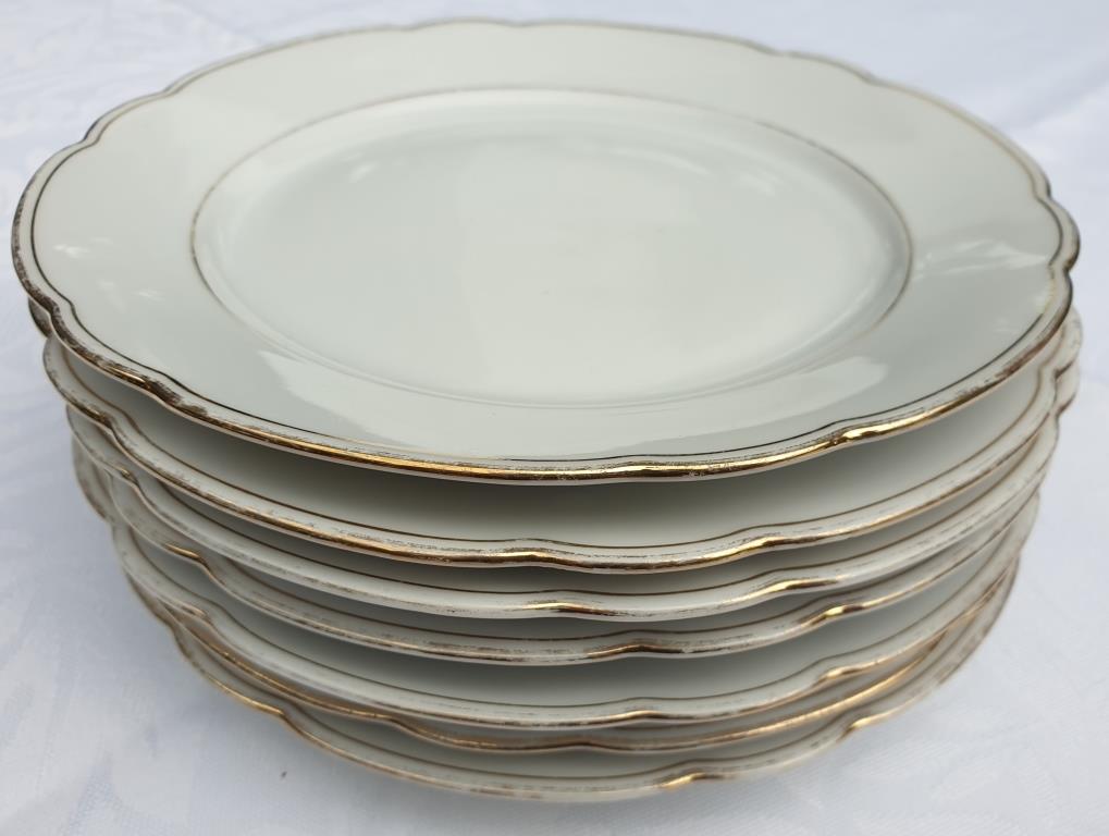 Set 7 plates porcelain gold fillets Seltmann Bavaria