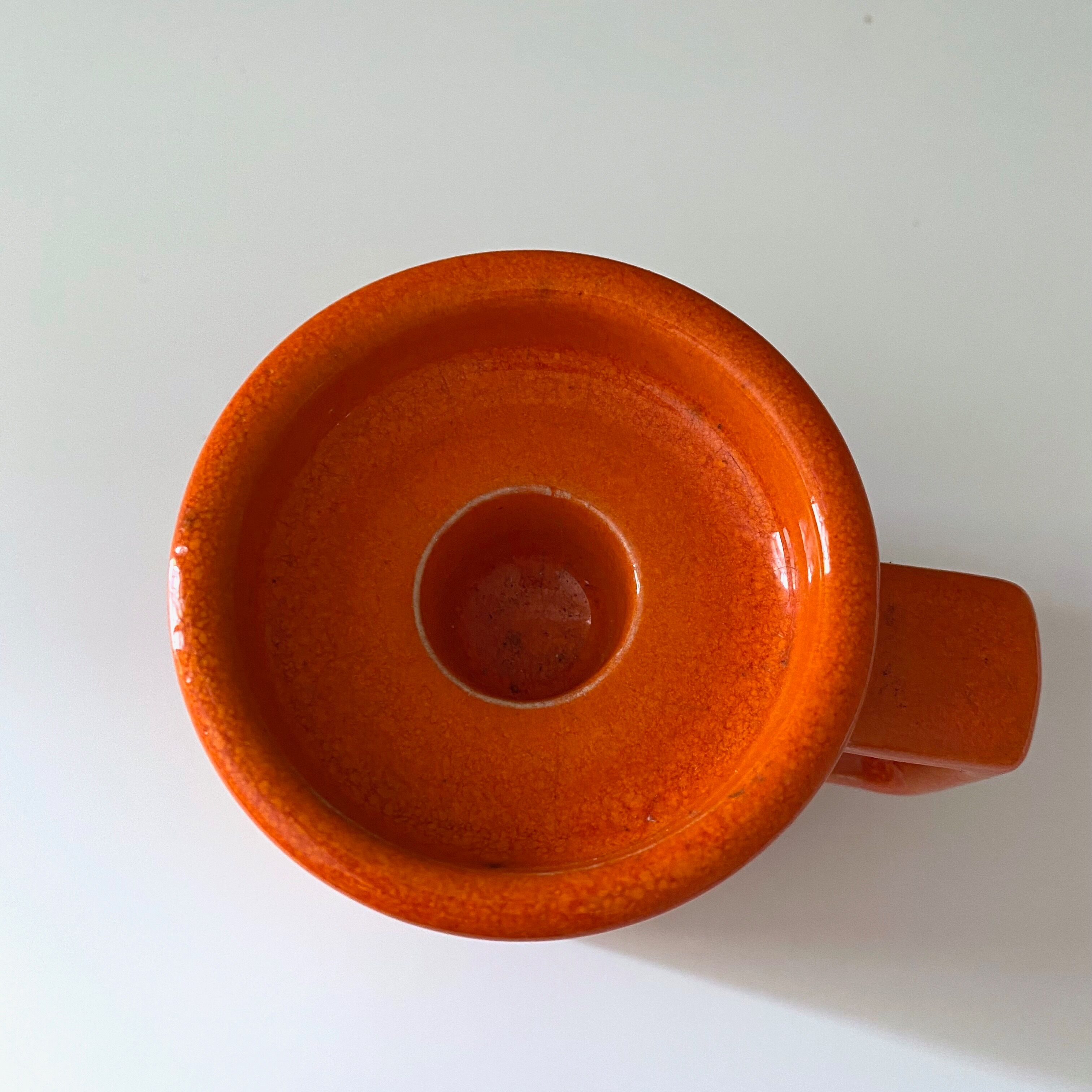 Mid Century Candlestick, Steuler Ceramic 74-10 orange