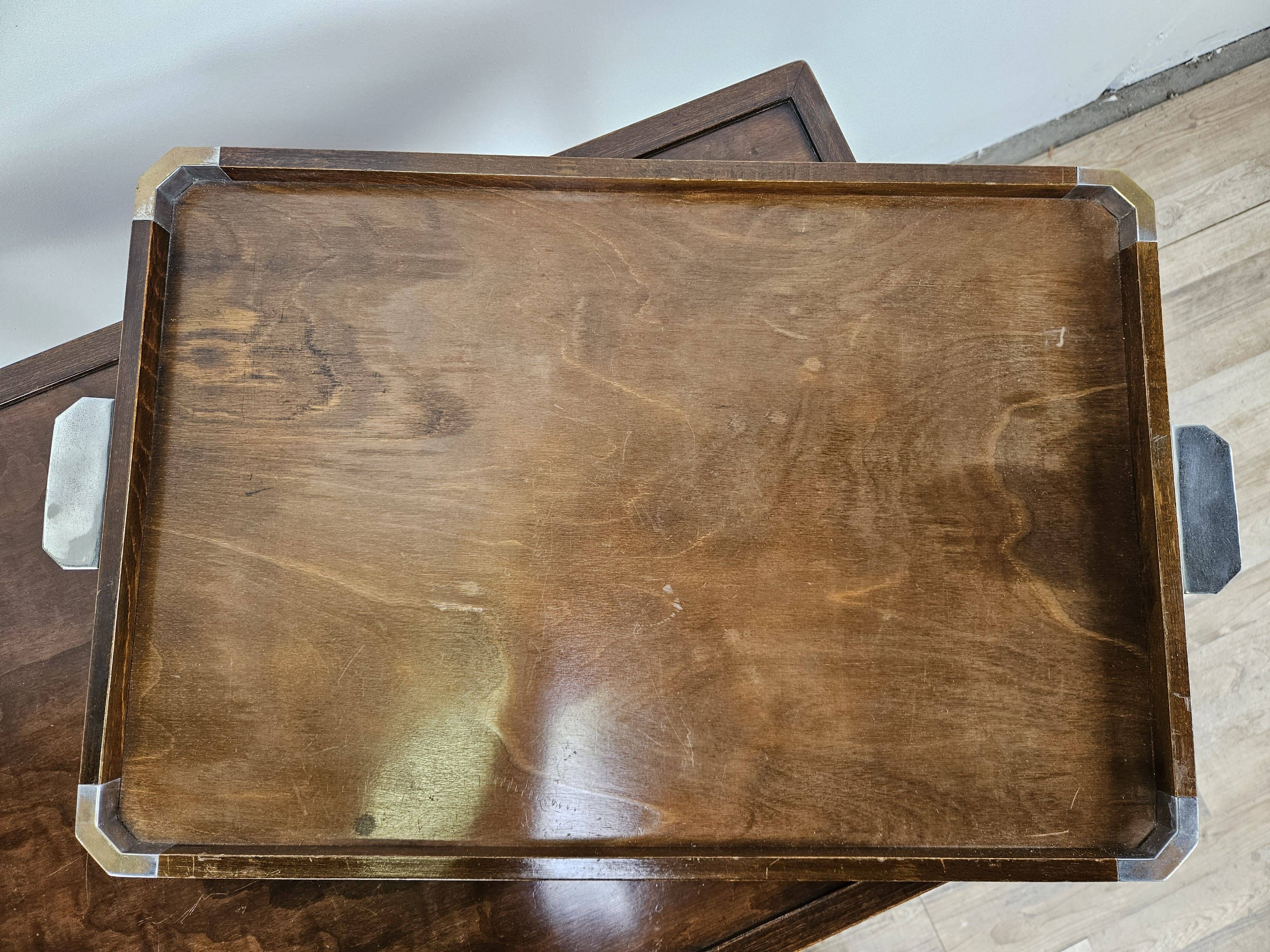 1930s art decò tray by fada in wood and metal