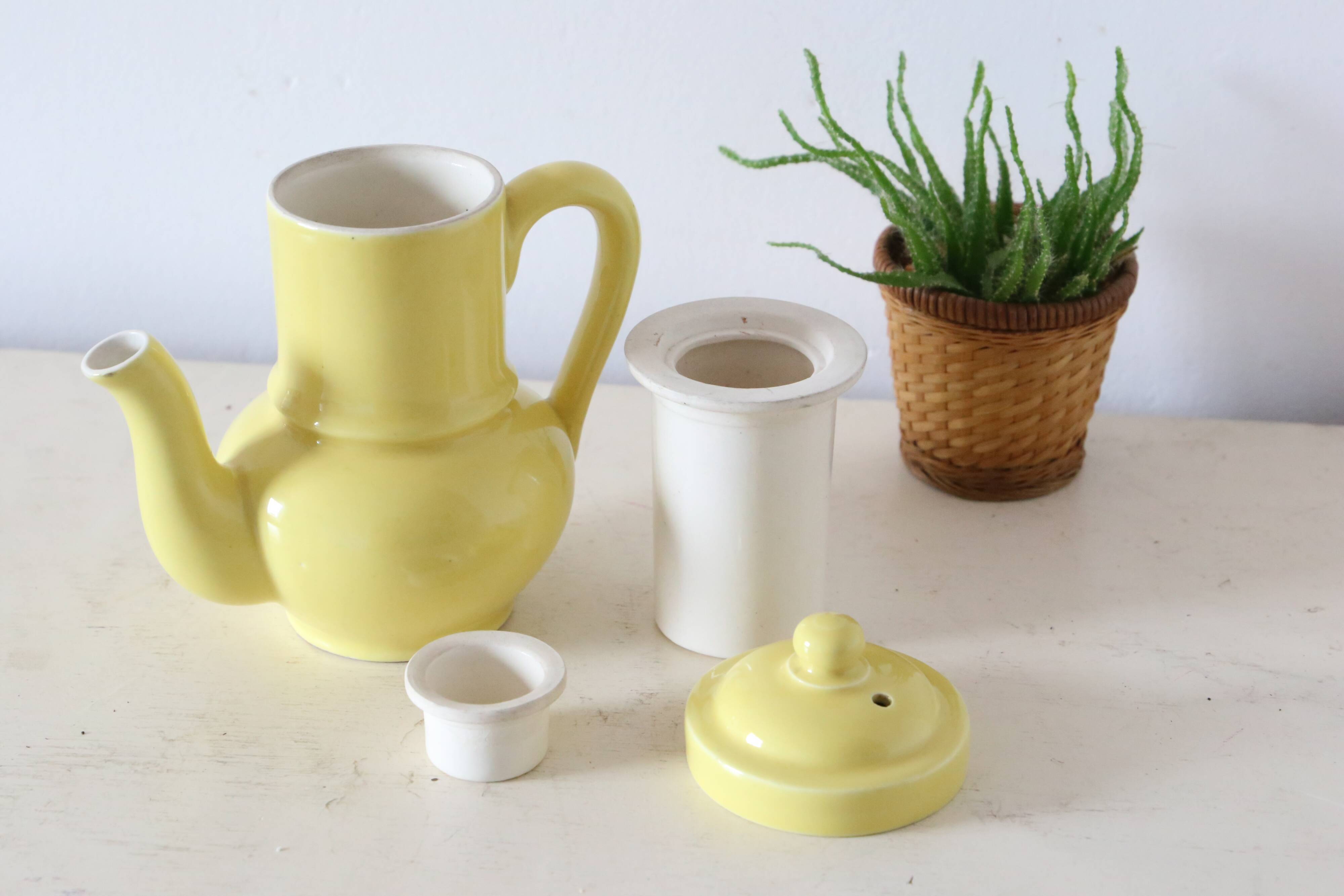 Yellow, france, vintage teapot