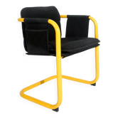 Postmodern cantilever armchair with a yellow tubular frame, Italy, 1970s.