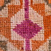 Tapis Kilim Vintage Orange et Rose, Motifs Géométriques, 77x326 Cm