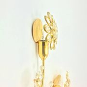 Large Gilt Brass & Crystal Flower Shape Wall Light from Palwa, 1970s