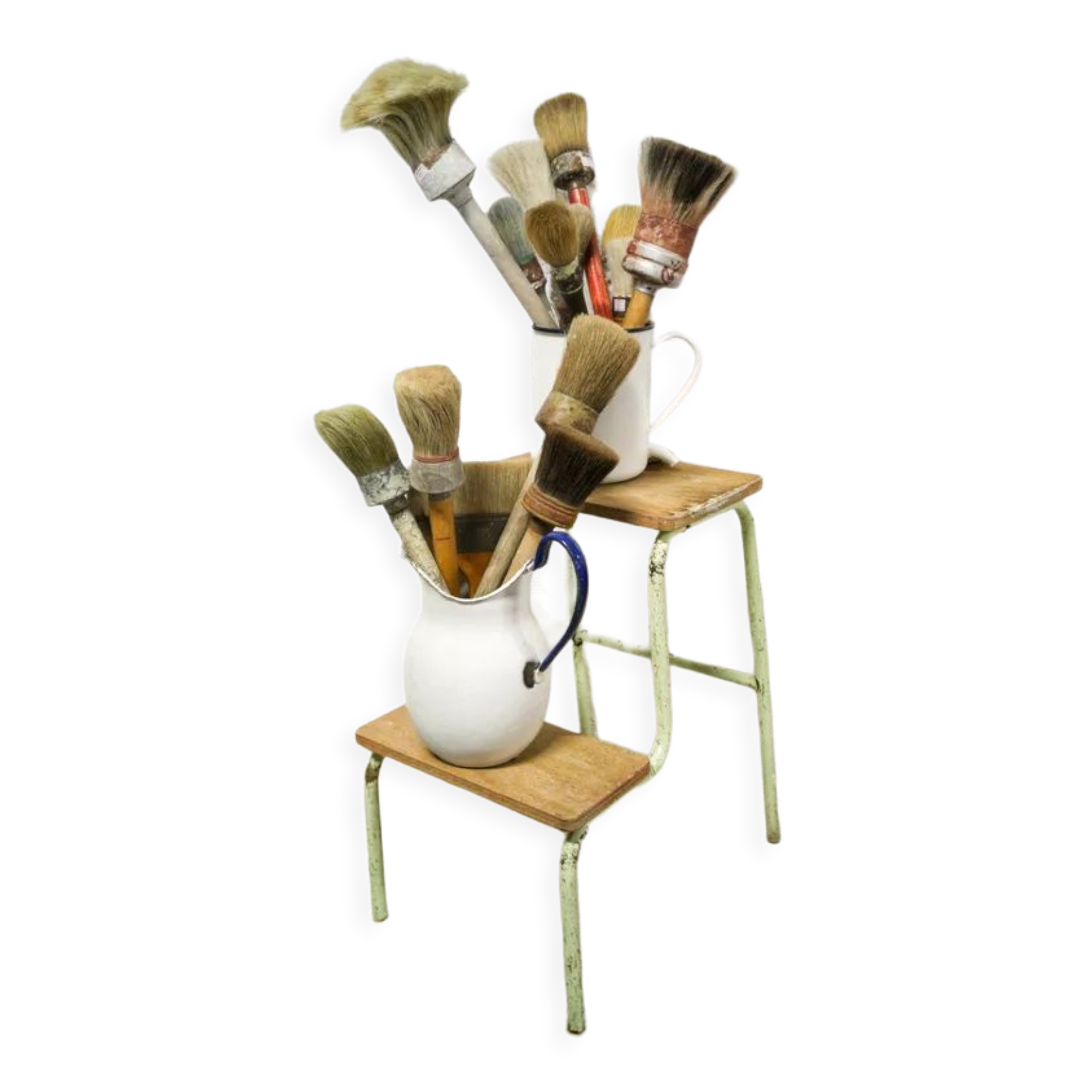 Metal and wood stepladder