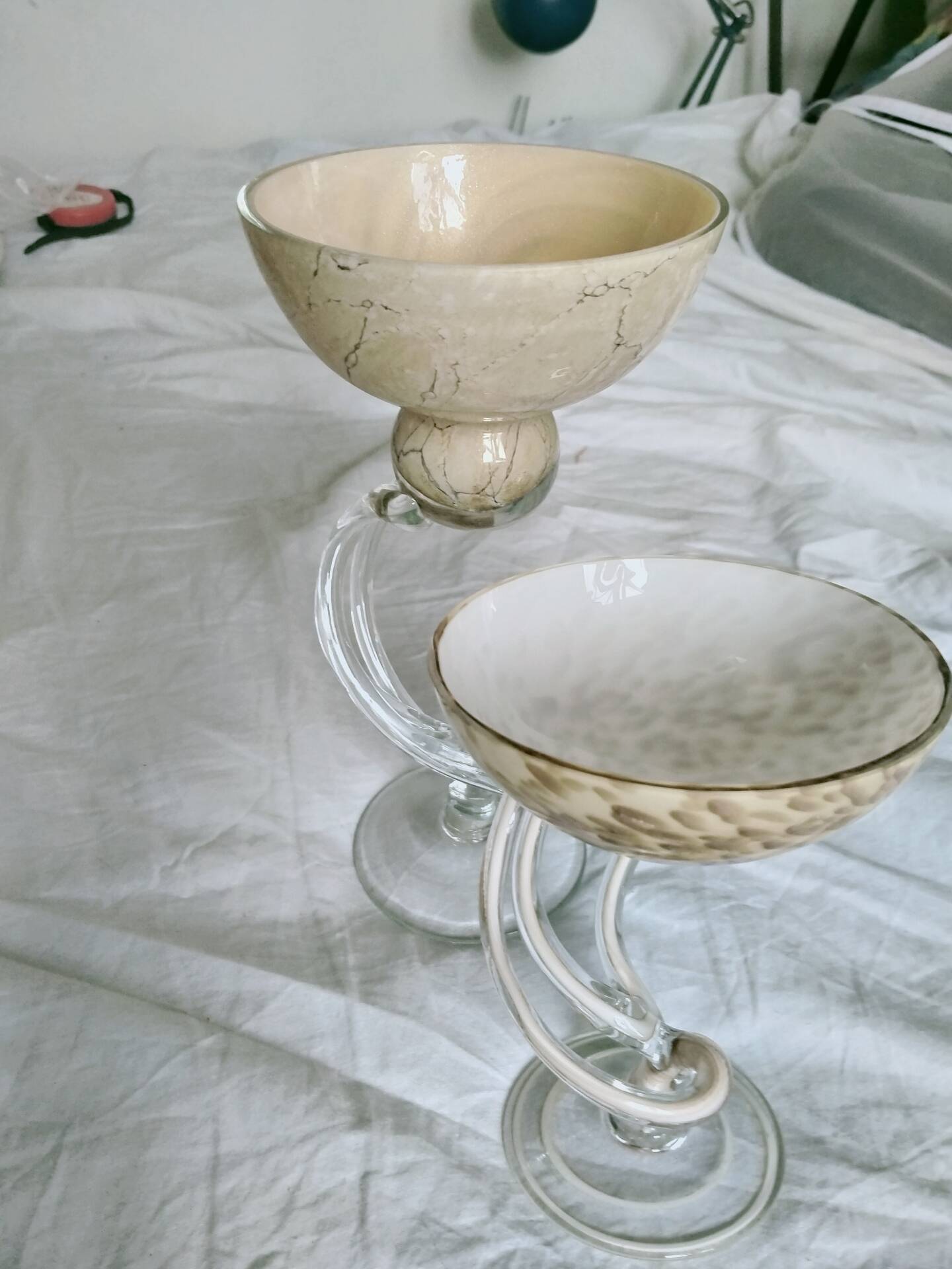 2 blown glass cups