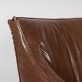 Lintello. Pair of camel leather armchairs. 1970s.
