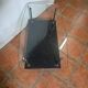 Vintage coffee table from the 1960s, glass, faux leather, brass.