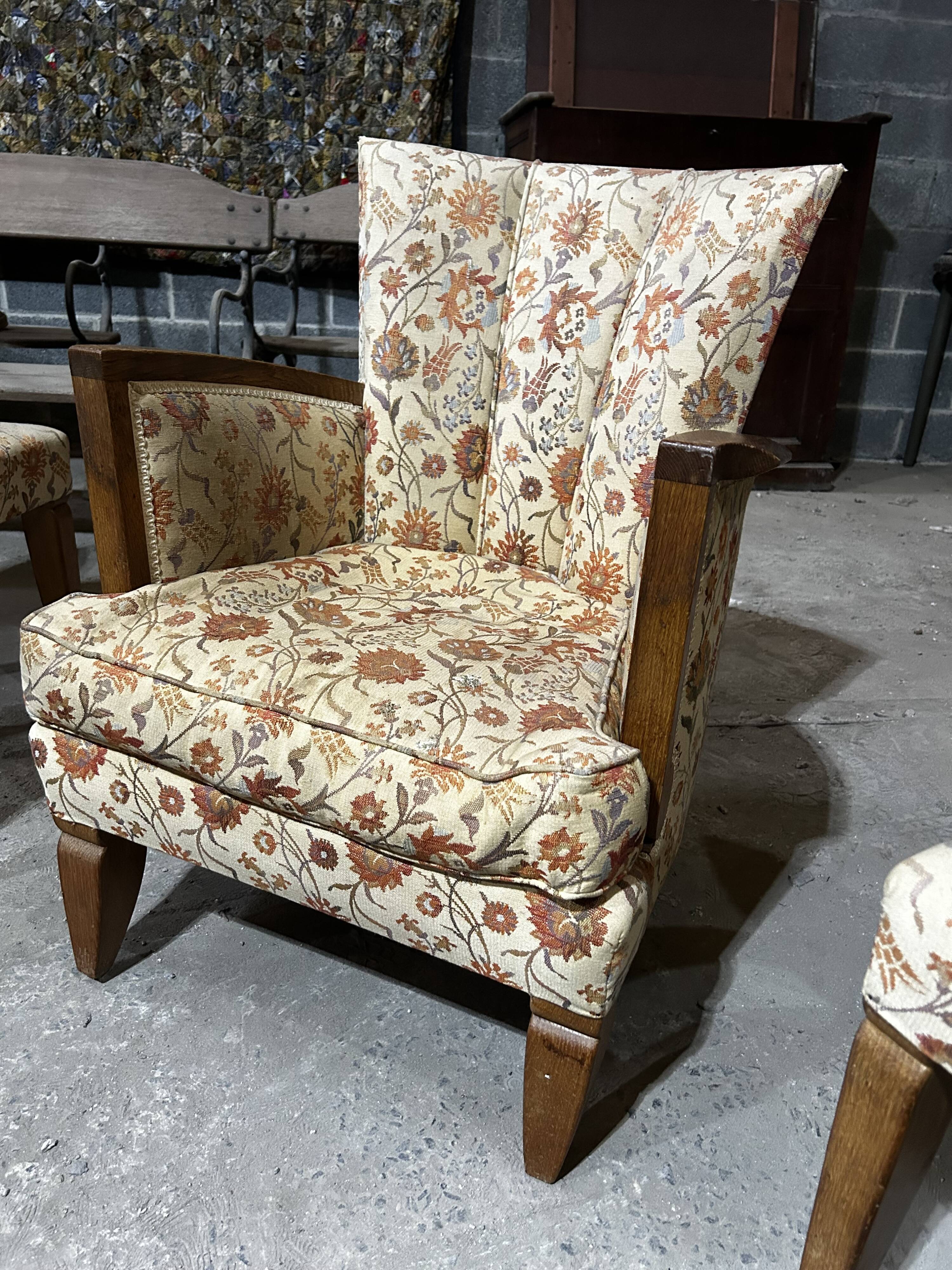 3 Art Deco armchairs, 1940