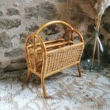 Vintage rattan magazine rack