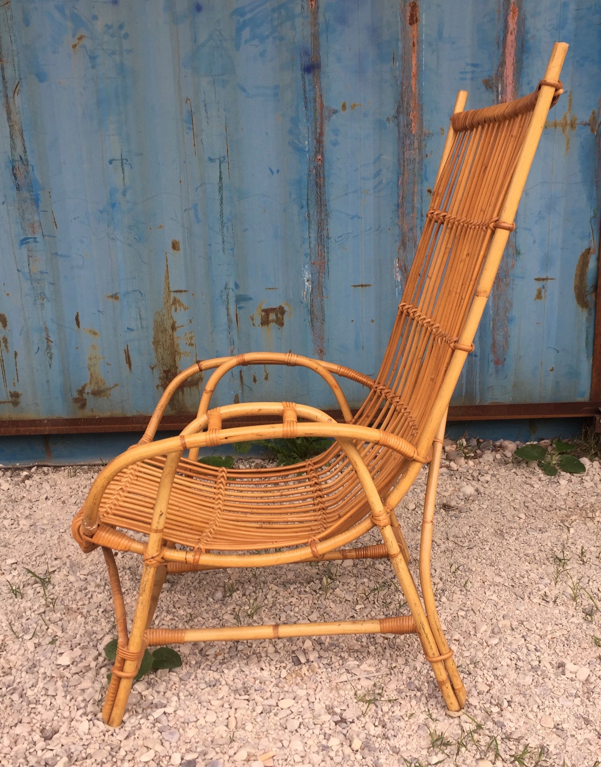 Low seated rattan chair