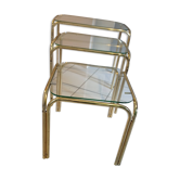 Trio of vintage golden nesting tables