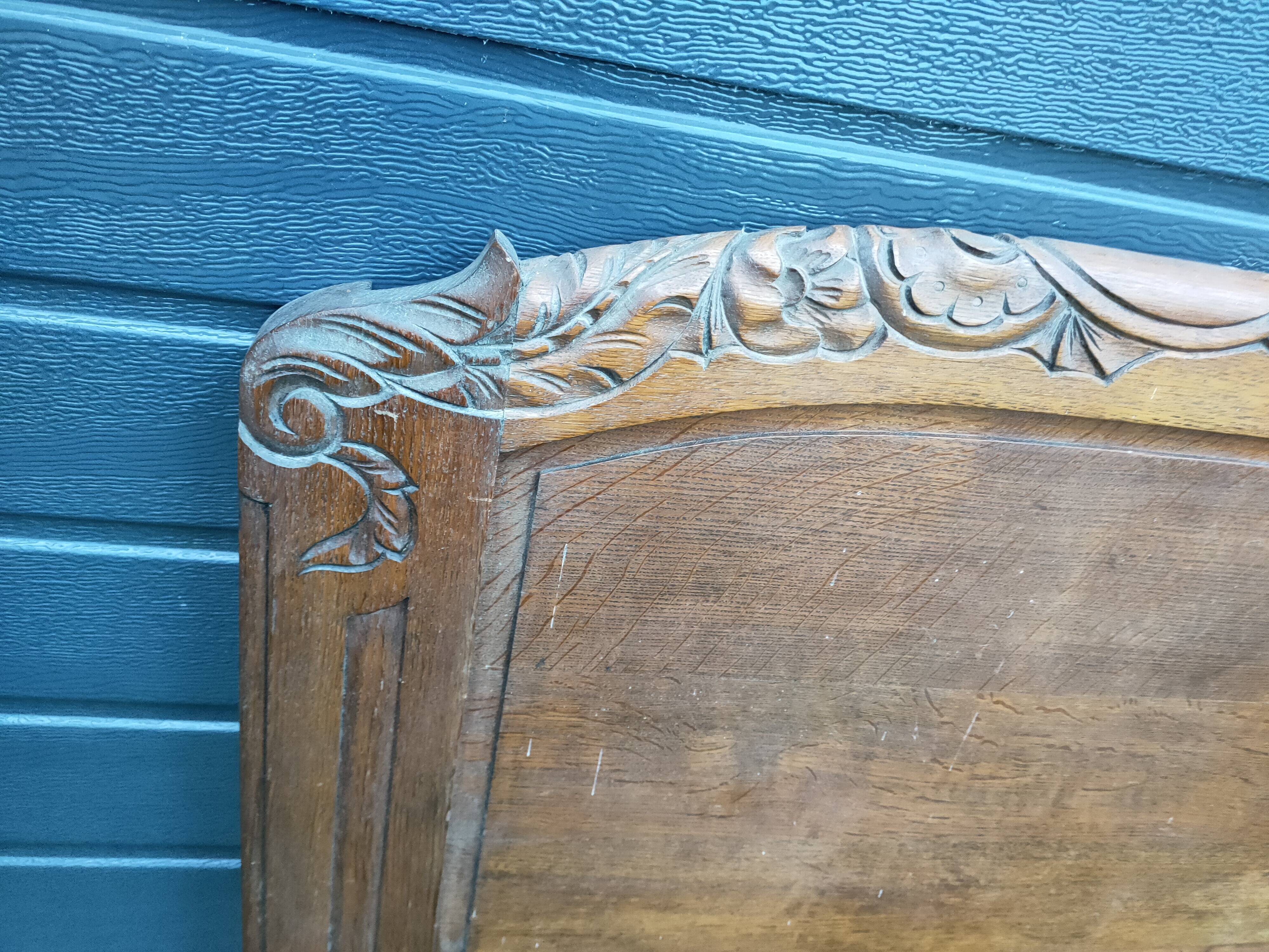 1950s solid oak headboard