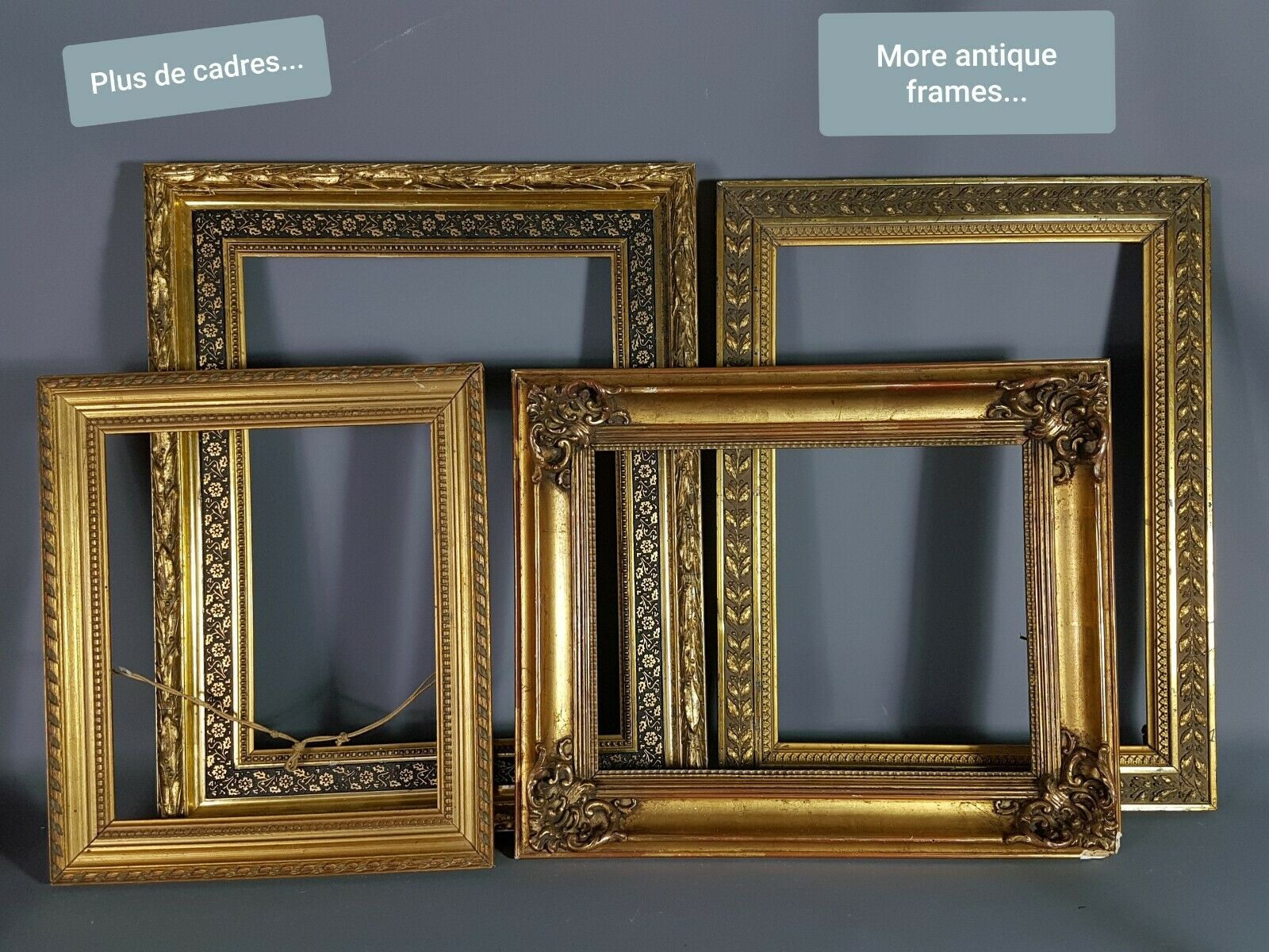 Imposing nineteenth century frame wood and gilded stucco 103x87 foliage 82.7x66.7 cm SB