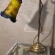 Lampe 1900 réglable laiton tulipe pate verre