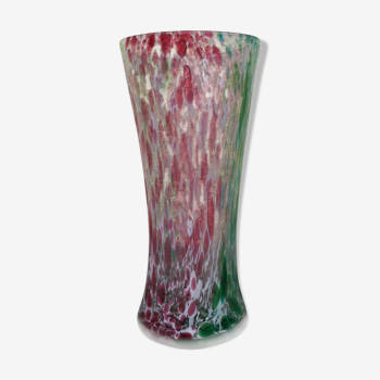 Large glass vase manufactured in Clichy around 1920 . Blown with cane