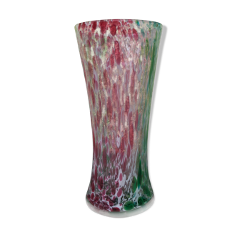 Vase en verre manufacture de Clichy vers 1920 soufflé a la canne