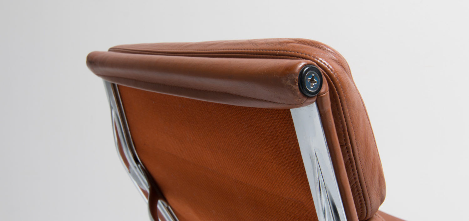 Eames lounge chair model EA 216 softpad in cognac