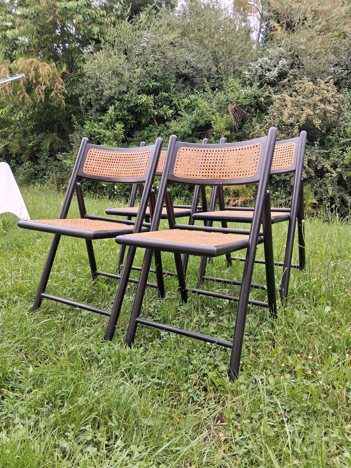 Chaises pliantes cannée